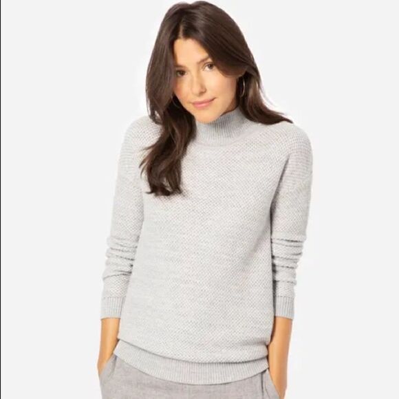 J. McLaughlin Waffle Mock Neck Sweater Oatmeal Beige XS - Picture 1 of 4